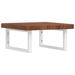 vidaXL Stenska polica za umivalnik jeklo in trdna hrastovina