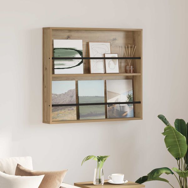 vidaXL Regal za revije Umetni hrast 80 x 12 x 70 cm Konstruiran les