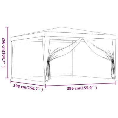 vidaXL Vrtni šotor s 4 mrežastimi stranicami moder 4x4 m HDPE