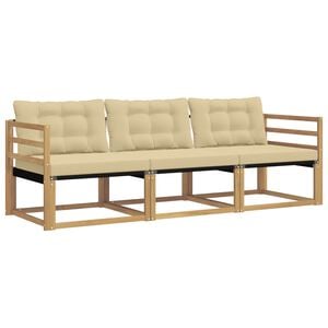 vidaXL Zunanja garnitura za sedenje z blazino 3 pcs Bela in bež