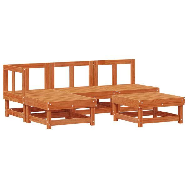 vidaXL Vrtna dnevna garnitura 13 pcs Voskan Rjava Masivna borovina