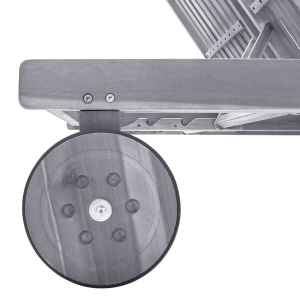 vidaXL Vrtni ležalnik za 2 osebi z blazinami sivi trden akacijev les