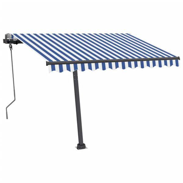 vidaXL Ročno zložljiva tenda z LED lučkami 300x250 cm modra in bela