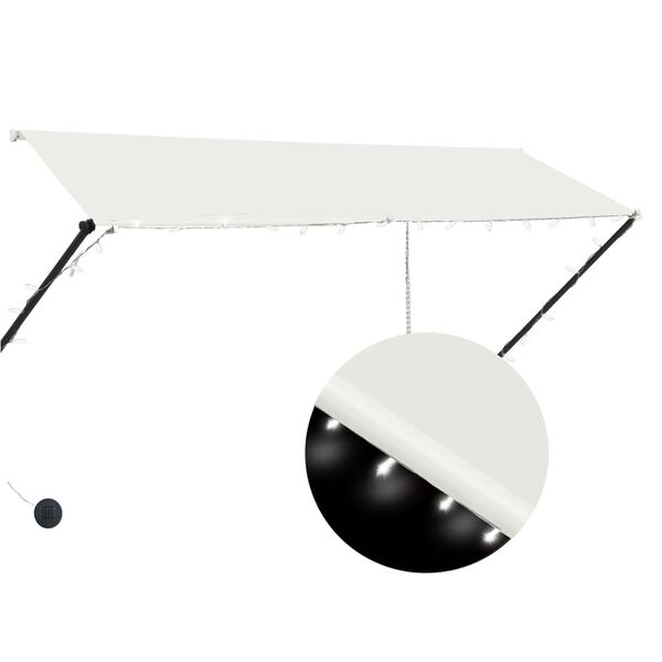 vidaXL Zložljiva tenda z LED lučmi 300x150 cm krem