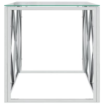 vidaXL Klubska mizica 110x45x45 cm nerjaveče jeklo in steklo