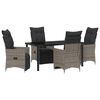 vidaXL Komplet za jedilnico v vrtu z blazino 5 pcs Siva poli ratan