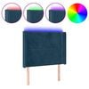 vidaXL LED posteljno vzglavje temno modro 83x16x118/128 cm žamet