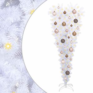 vidaXL Umestno božično drevo med 150 LED Bela 120 cm PVC in jeklo