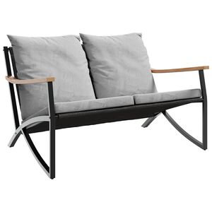 vidaXL Vrtna klop z blazinami 120 cm črno jeklo