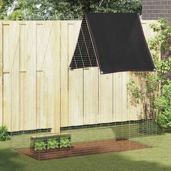 vidaXL Kletka za zajce srebrna 200 x 100 x 210 cm Cinkana jeklena