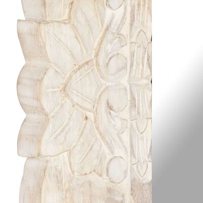 vidaXL Ogledalo belo 110x50 cm trden mangov les