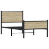 vidaXL Kovinski posteljni okvir brez vzmetnice sonoma hrast 75x190 cm