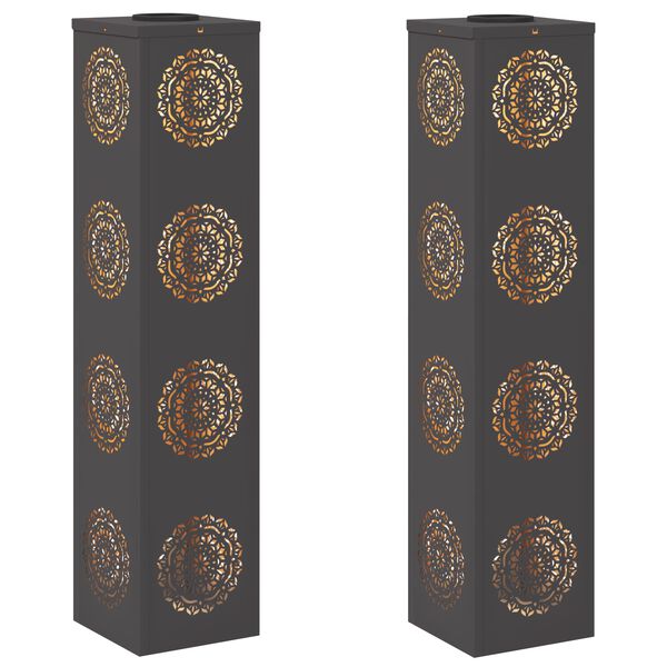 vidaXL Solarno LED svetilo za pot 2 pcs Črna Medenina