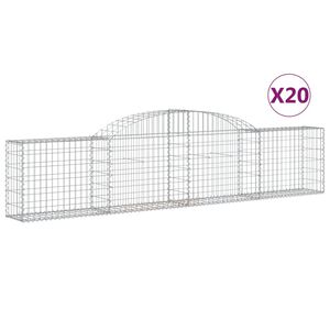 vidaXL Obokana gabionska ko&scaron;ara 20kosa 300x30x60/80cm pocinkano železo