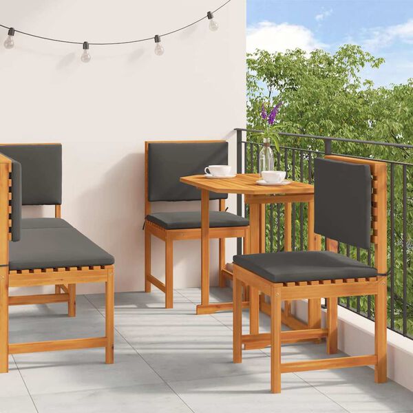 vidaXL Vrtnik Bistro Set 4 pcs Rjava Trden akacijev les