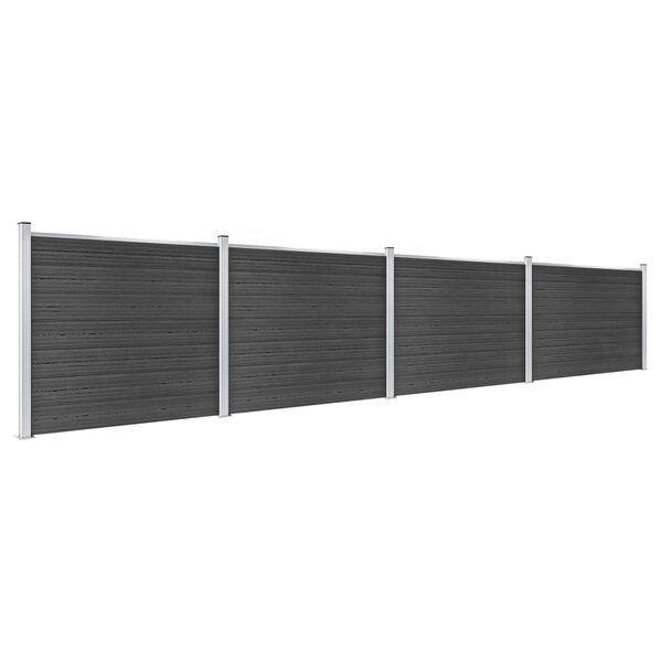 vidaXL Komplet ograjnih panelov WPC 699x146 cm siv