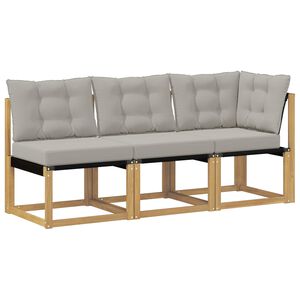 vidaXL Zunanji srednji in kotiček kavč z blazino 3 Kos Bela