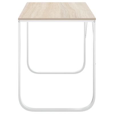 vidaXL Računalniška miza bela in hrast 110x60x73 cm iverna plošča