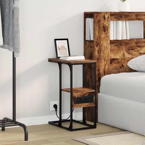 vidaXL Nočna omarica s predalom Dimljeni hrast 41.5 x 26 x 60.5 cm