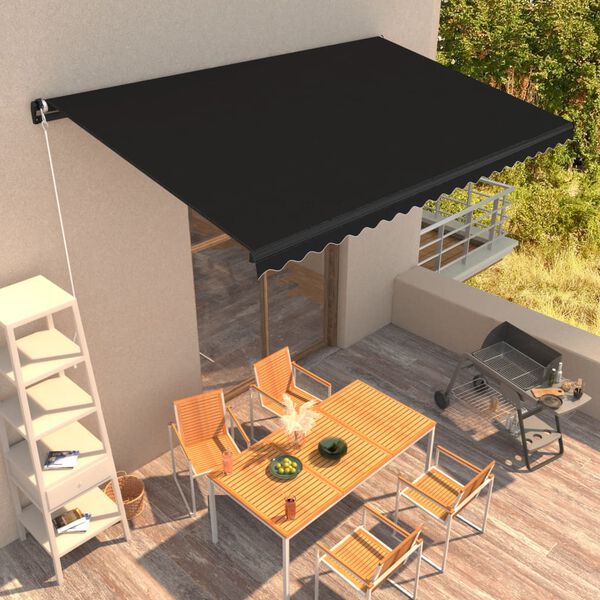 vidaXL Ročno zložljiva tenda 450x300 cm antracitna