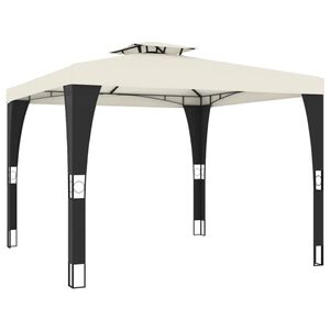 vidaXL Paviljon z dvojno streho krem 2,98x2,98 m jeklo