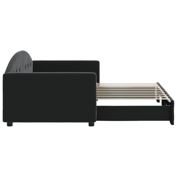 vidaXL Izvlečna dnevna postelja črna 90x190 cm žamet