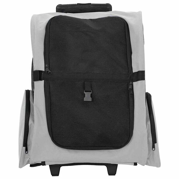 vidaXL Voziček za hi&scaron;ne ljubljenčke 3-v-1 dizajn siv 48x32x(57-106) cm oksfordsko blago