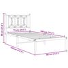 vidaXL Kovinski posteljni okvir brez vzmetnice z vzglavjem 75x190 cm
