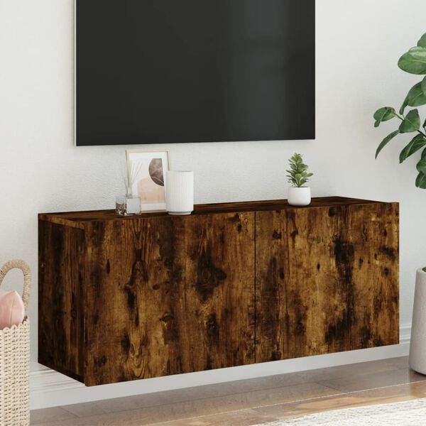 vidaXL Stenska TV omarica dimljen hrast 100x30x41 cm
