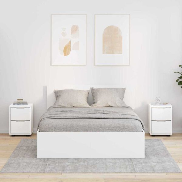 vidaXL Posteljne mize 2 pcs Bela 30,5 x 30 x 43 cm Konstruiran les