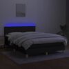 vidaXL Box spring postelja z vzmetnico LED črna 140x200 cm blago