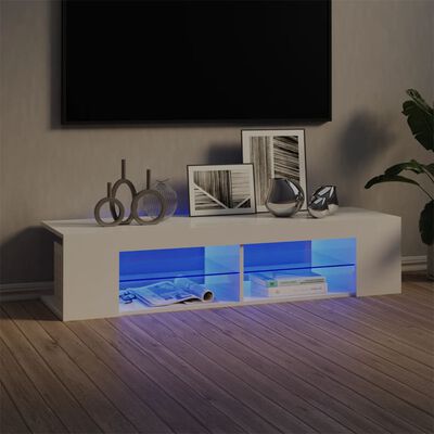 vidaXL TV omarica z LED lučkami visok sijaj bela 135x39x30 cm
