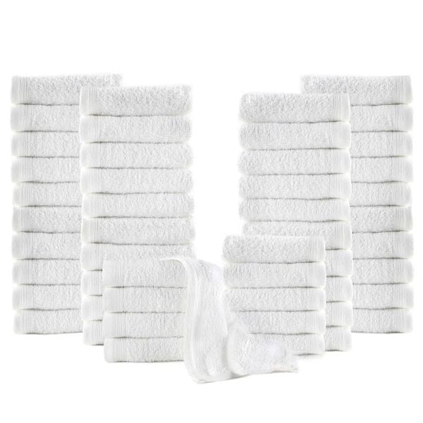 vidaXL Brisače za goste 50 kosov bombaž 350 gsm 30x30 cm bele