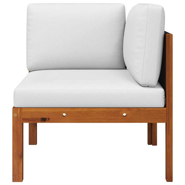 vidaXL Vrtni kotni kavči 2 kosa z blazinami, akacijev les in vrv