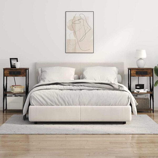 vidaXL Nočna omarica Dimljeni oreh 41 x 31 x 76 cm Konstruiran les