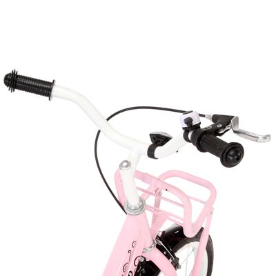 vidaXL Otroško kolo s prednjim prtljažnikom 12" belo in roza