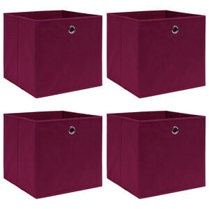 vidaXL &Scaron;katle za shranjevanje 4 kosi temno rdeče 32x32x32 cm blago