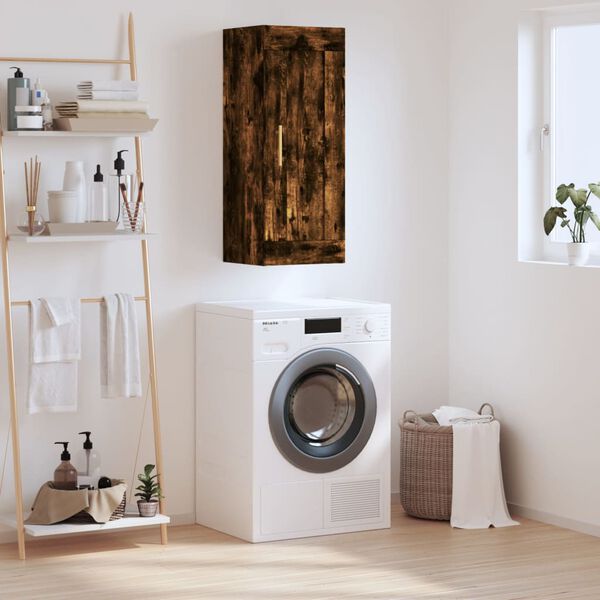 vidaXL Stenska omarica dimljeni hrast 34,5x34x90 cm inženirski les