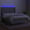 vidaXL Box spring postelja z vzmetnico LED sv. siva 140x200 cm blago