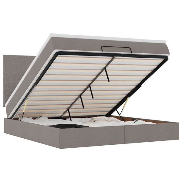 vidaXL Otomanska postelja z vzmetnico taupe 180x200 cm blago