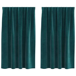 vidaXL Zavese z zavesami 2 pcs Temno zelena 140 x 140 cm Žamet