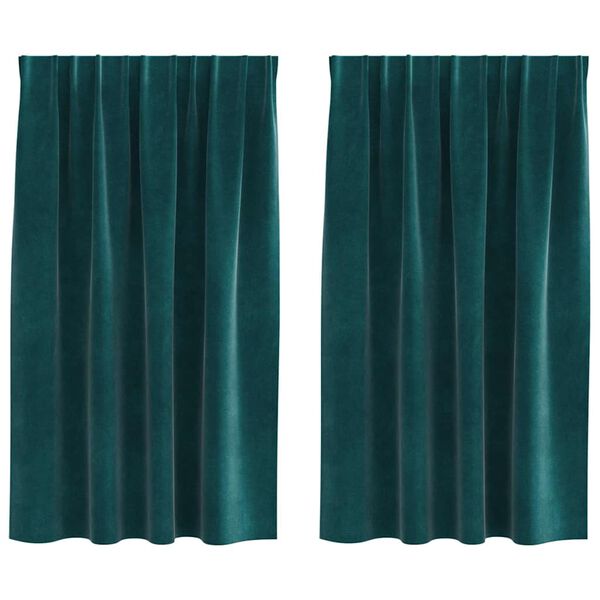 vidaXL Zatemnitvene zavese 2 pcs Temno zelena 140 x 140 cm Žamet