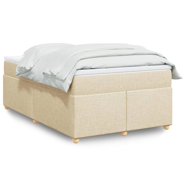 vidaXL Box spring postelja z vzmetnico krem 120x200 cm blago