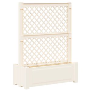 vidaXL Velika zidna posoda s trelisu Bela 99,5 x 43 x 133,5 PP