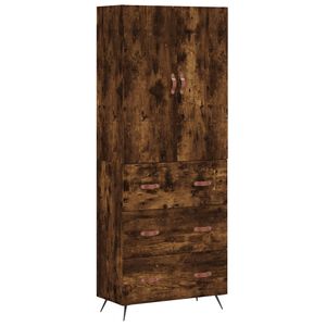 vidaXL Visoka komoda dimljen hrast 69,5x34x180 cm inženirski les