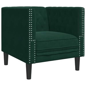 vidaXL Chesterfield kavč stol Temno zeleni žamet