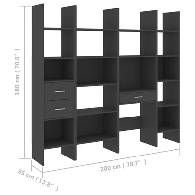 vidaXL Komplet knjižnih omar 4-delni siva iverna plošča