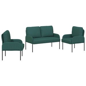 vidaXL Sedežne garniture z blazino 3 pcs Temno zelena 115 x 56 x 80 cm