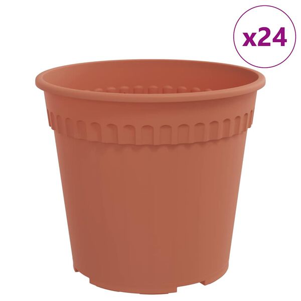 vidaXL Okrogli cvetlični lonec 24 pcs Kamnito rdeča &Oslash; 19 x 16 cm