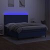 vidaXL Box spring postelja z vzmetnico LED modra 160x200 cm blago